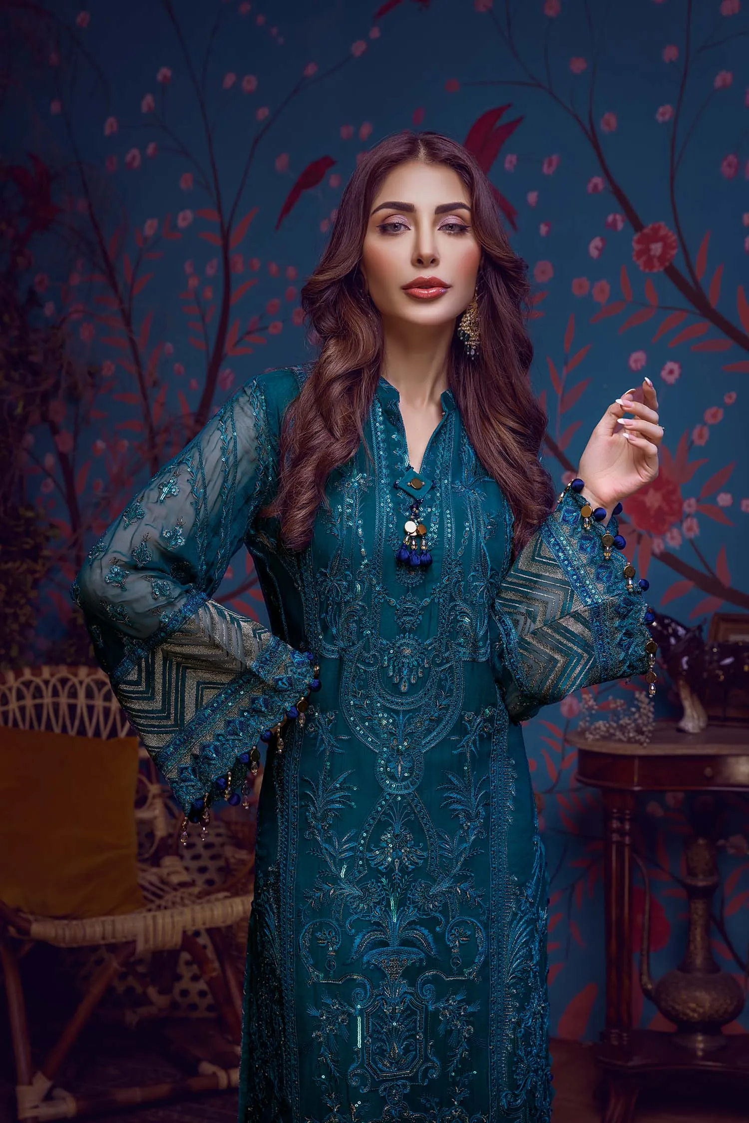 Adan's Libas Barroco · Formal Embroidered Chiffon Collection – Royal Drop