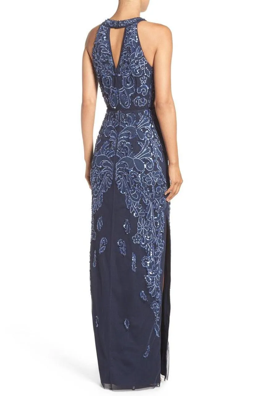 Aidan Mattox - Halter Neckline Embellished Long Dress 54474110