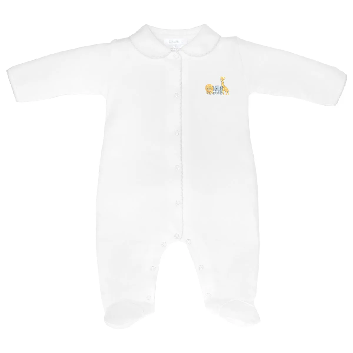 Baby Safari Animals Embroidery Footie  | Baby Unisex