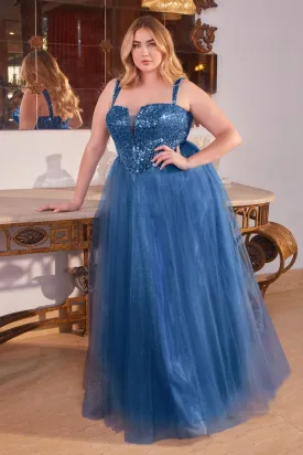 Eternity Prom Dress Tulle & Sequin Gown 740217ER-DeepBlue LaDivine CD0217 Cinderella Divine CD0217