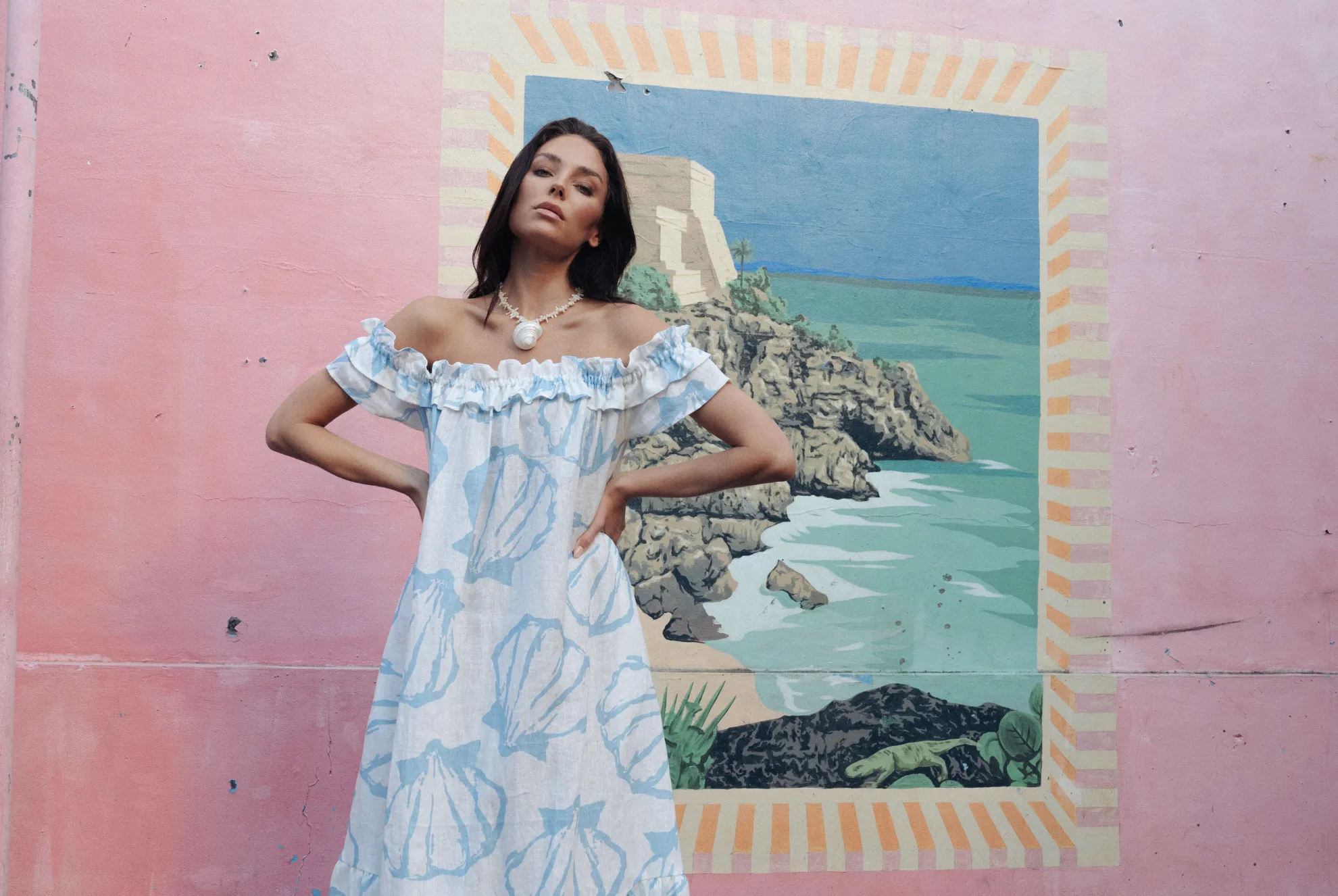 Fae Dress Printed Linen - Wholesale