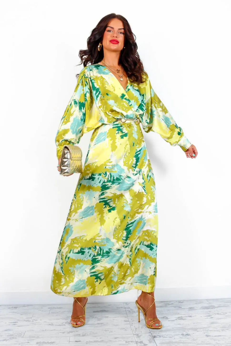 In My Imagination - Lime Green Printed Midi Dress