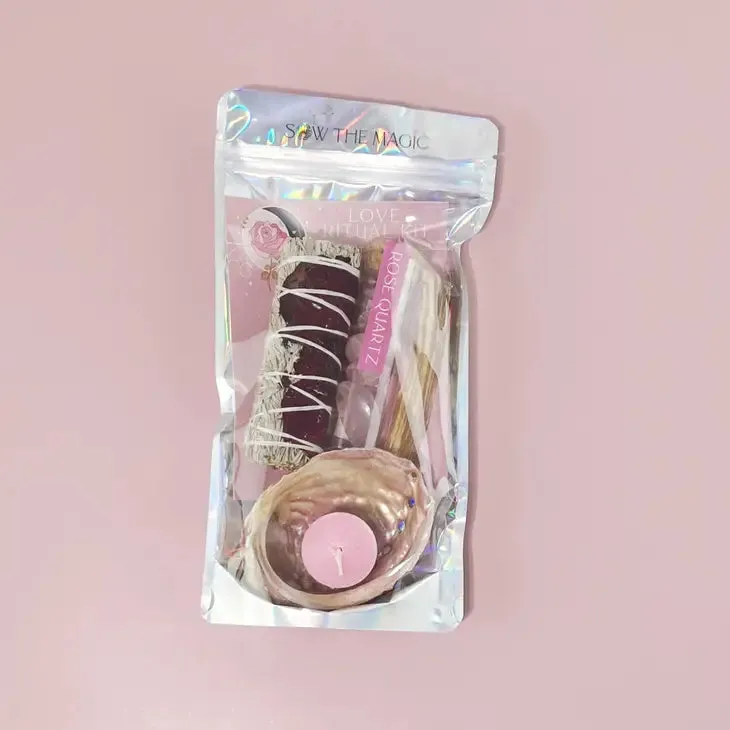 Love Ritual Kit With Rose Quartz, Sage   Palo Santo