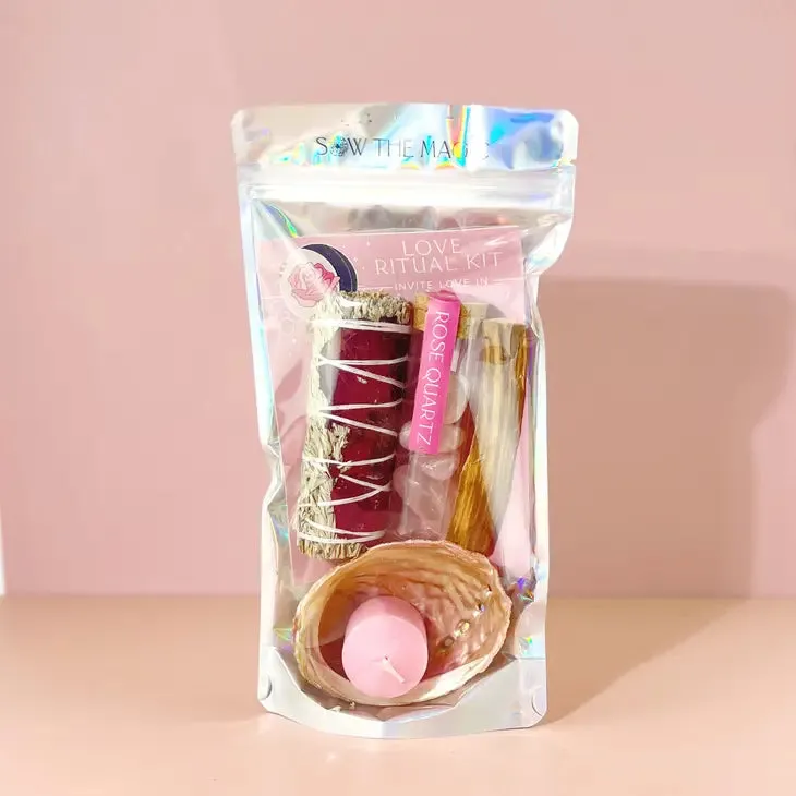Love Ritual Kit With Rose Quartz, Sage   Palo Santo