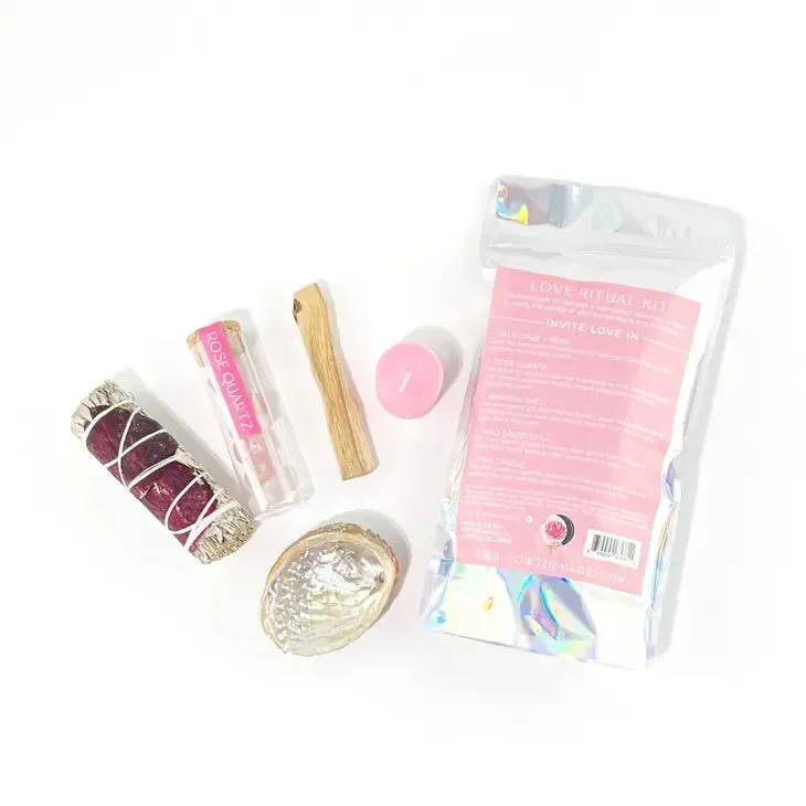 Love Ritual Kit With Rose Quartz, Sage   Palo Santo