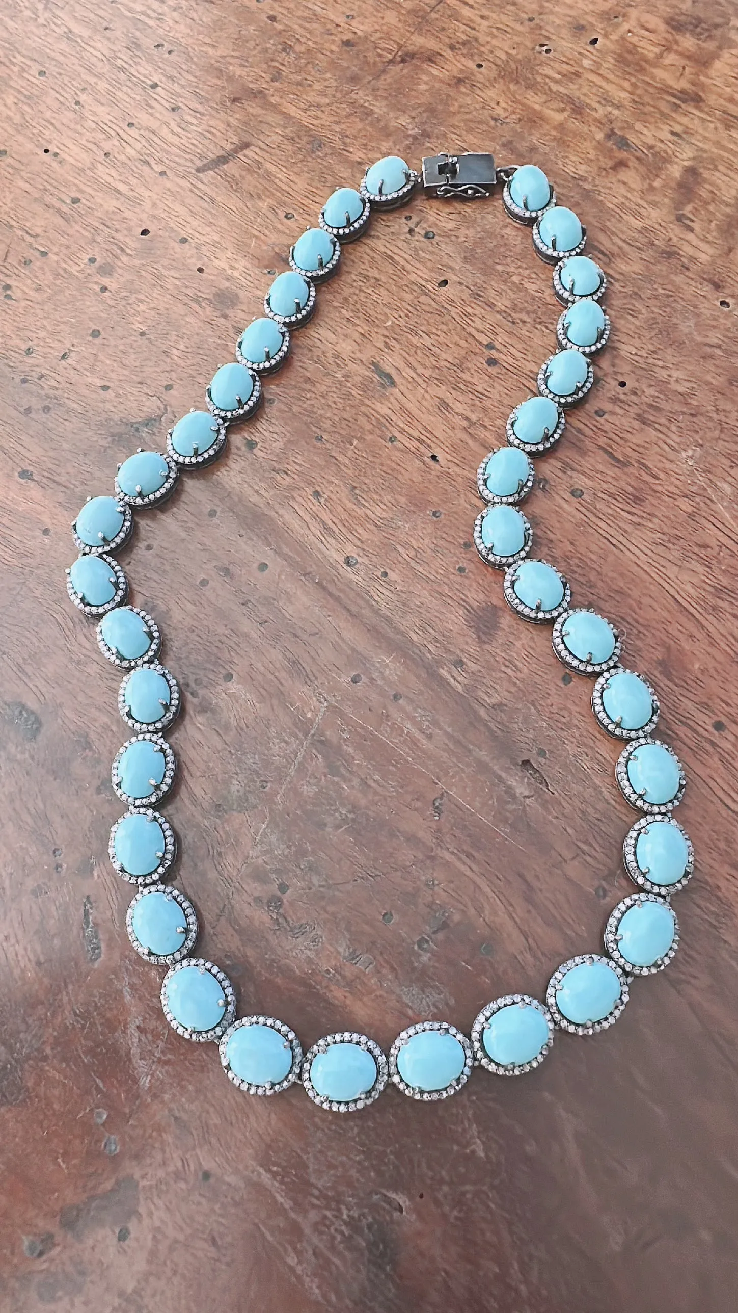 Pave Diamond and Turquoise Necklace